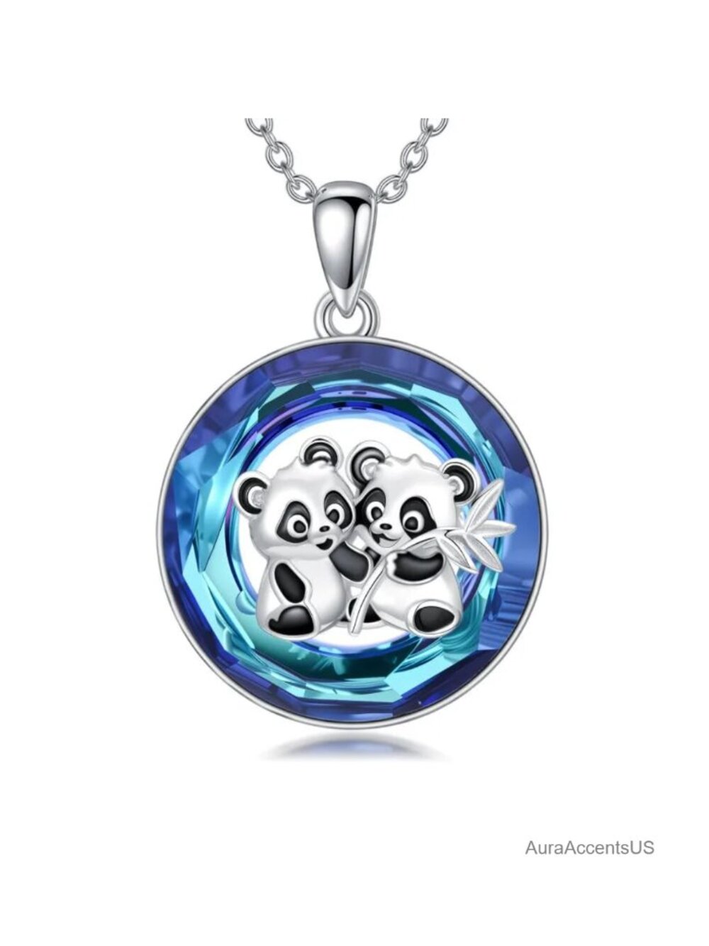 Sterling Silver Phoenix Blue Crystal Pendant Necklace 16in Cable Chain Gift